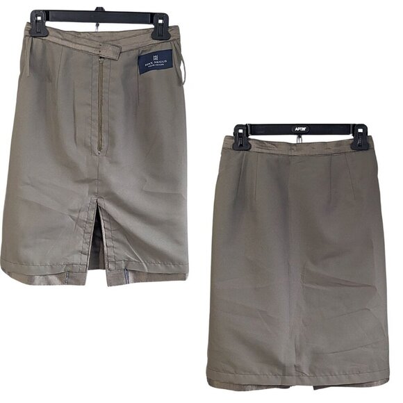 Rare NWT Vtg Y2K MAX NUGUS Haute Couture Bronze Art Deco Silk Skirt Suit Sz 8 - Picture 7 of 9